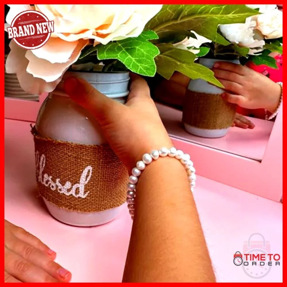 Adjustable Sterling Silver Pearl Bracelet for Toddlers 2-6 Years